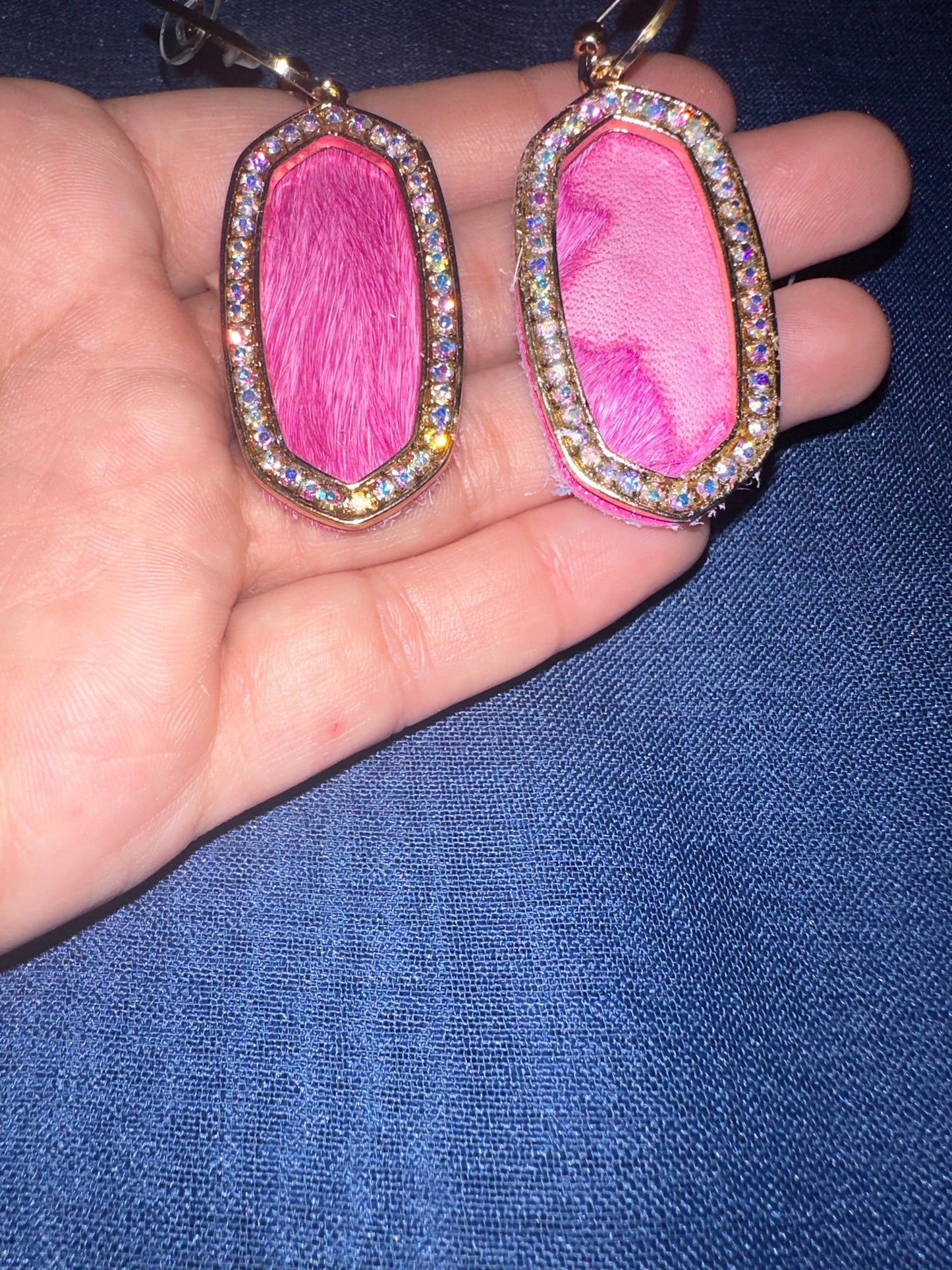 Pink cowhide earrings