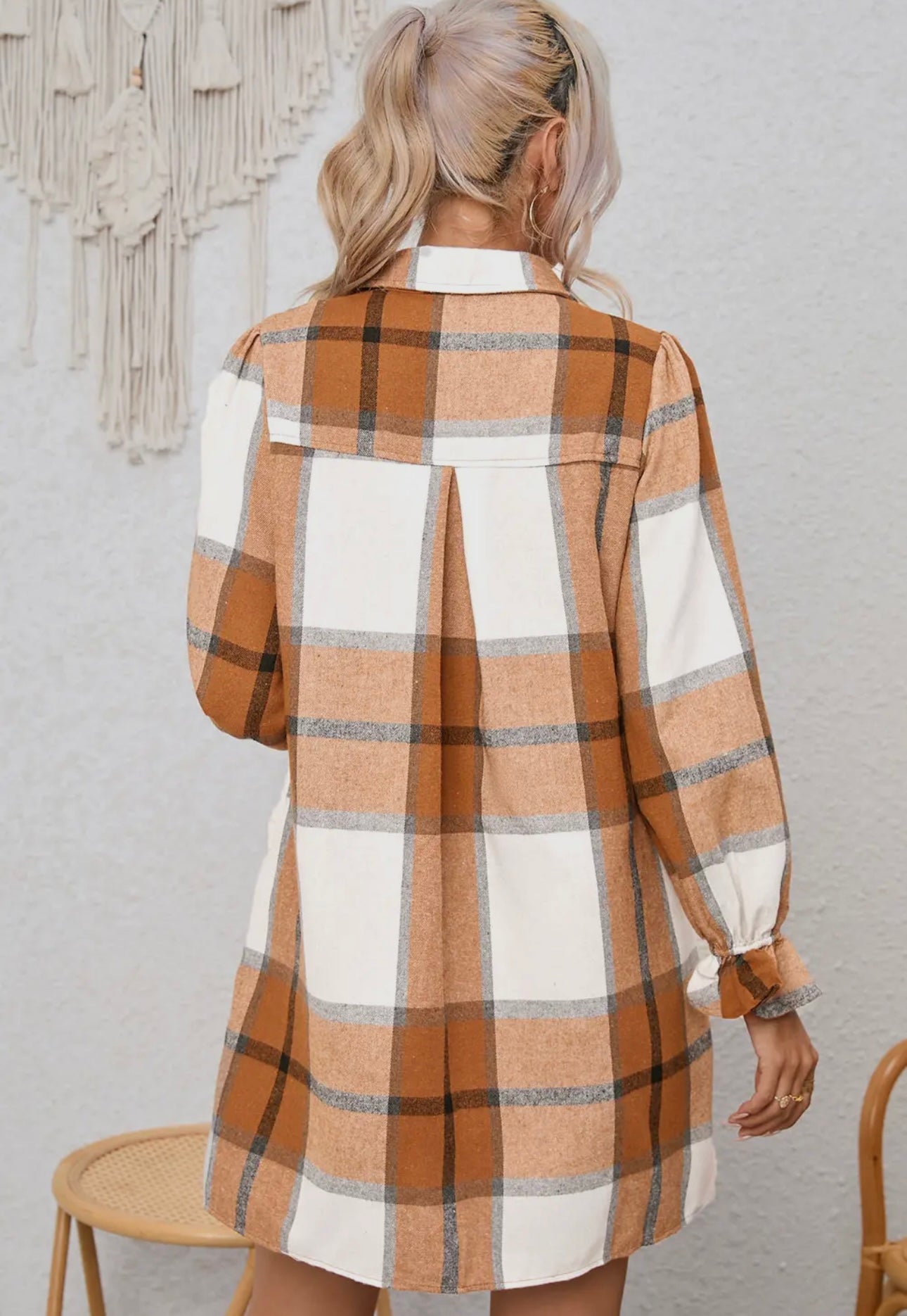 Rust and white Plaid Dress