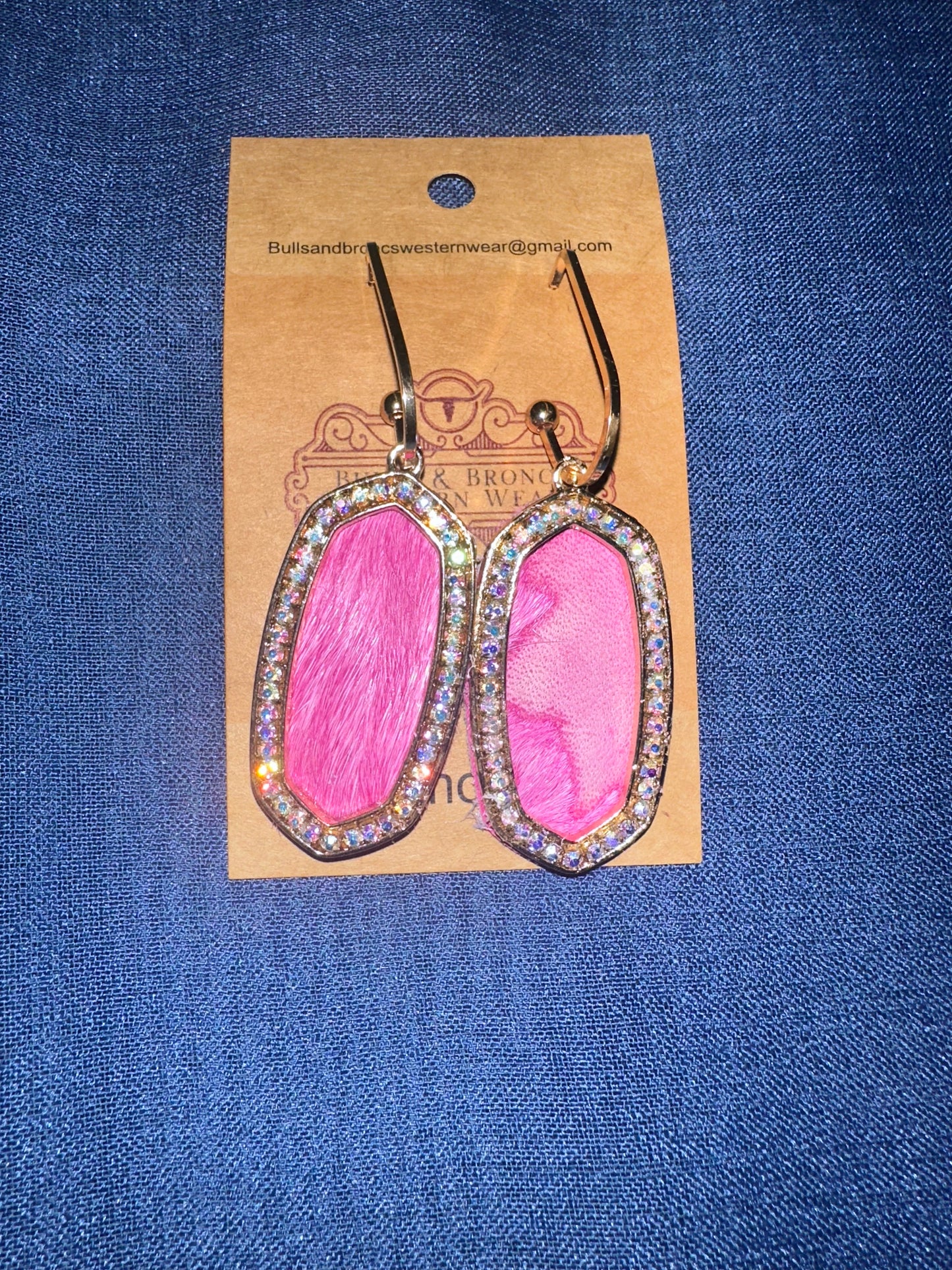 Pink cowhide earrings