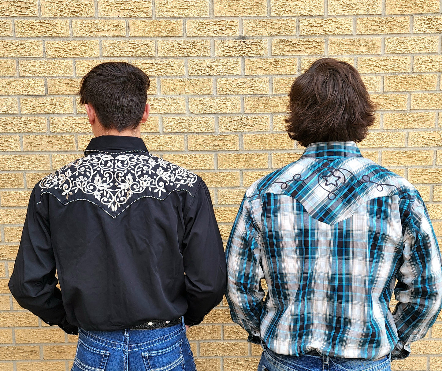 Black Embroidered Western Pearl Snap