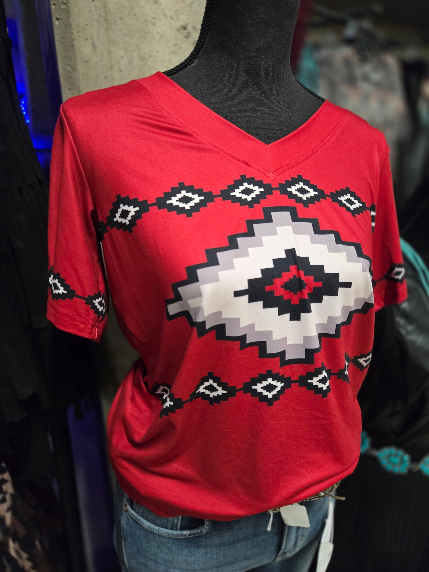 Red Aztec Top