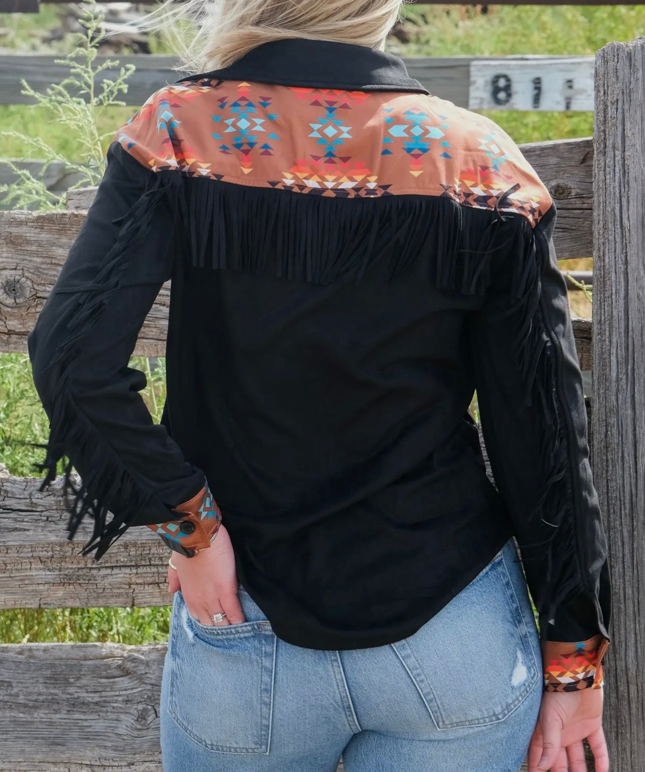 Black and orange Aztec show shirt