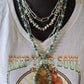 4 layered teal and brown necklace