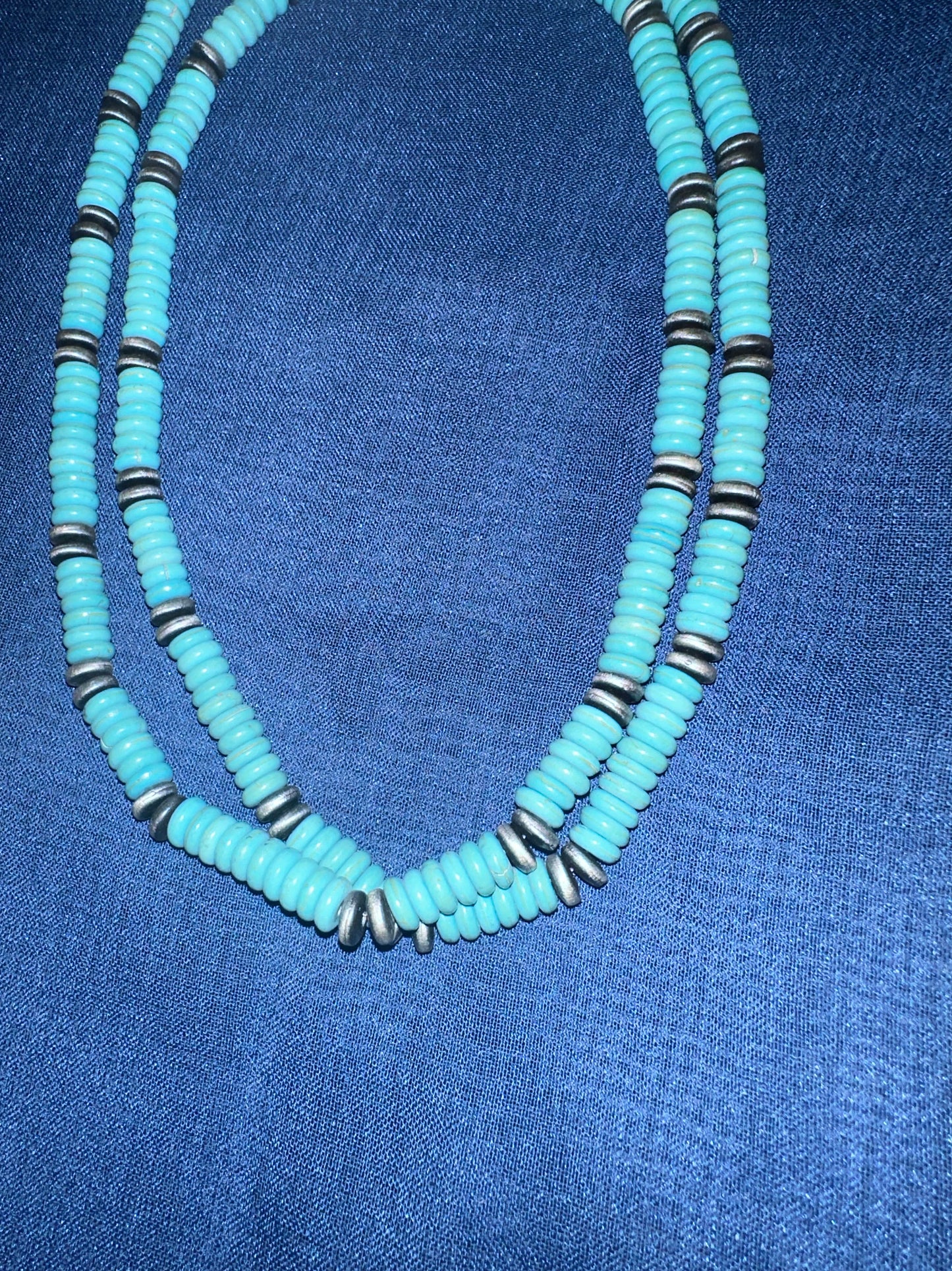 Long turquoise Navajo necklace