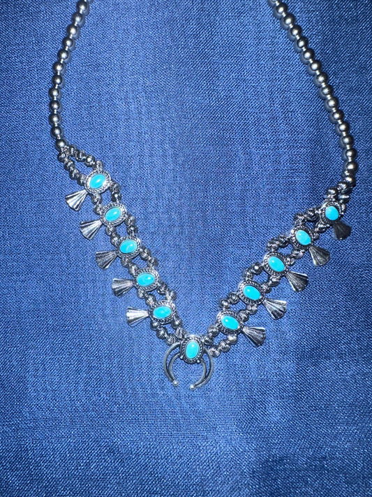 Half moon marbled turquoise necklace