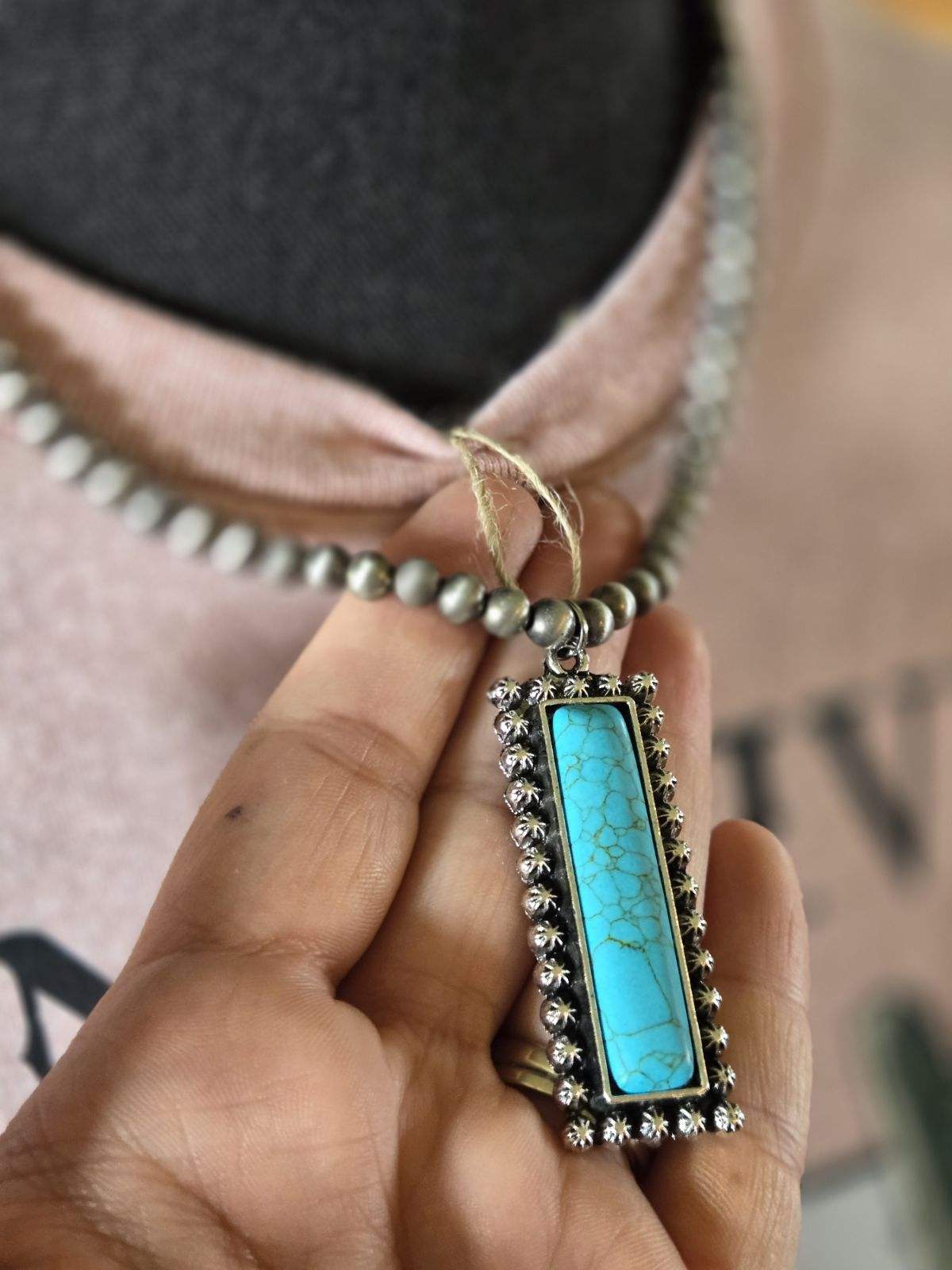 Navajo marbled turquoise accent necklace