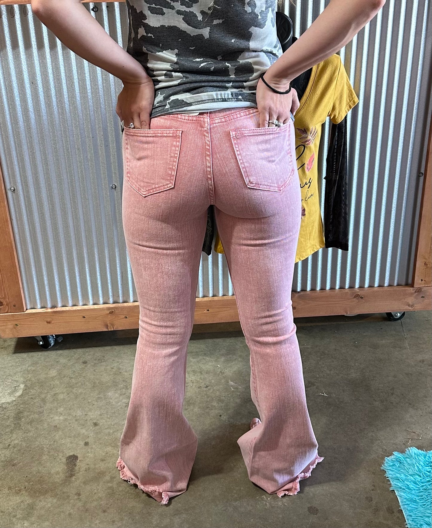 Pink flare pants