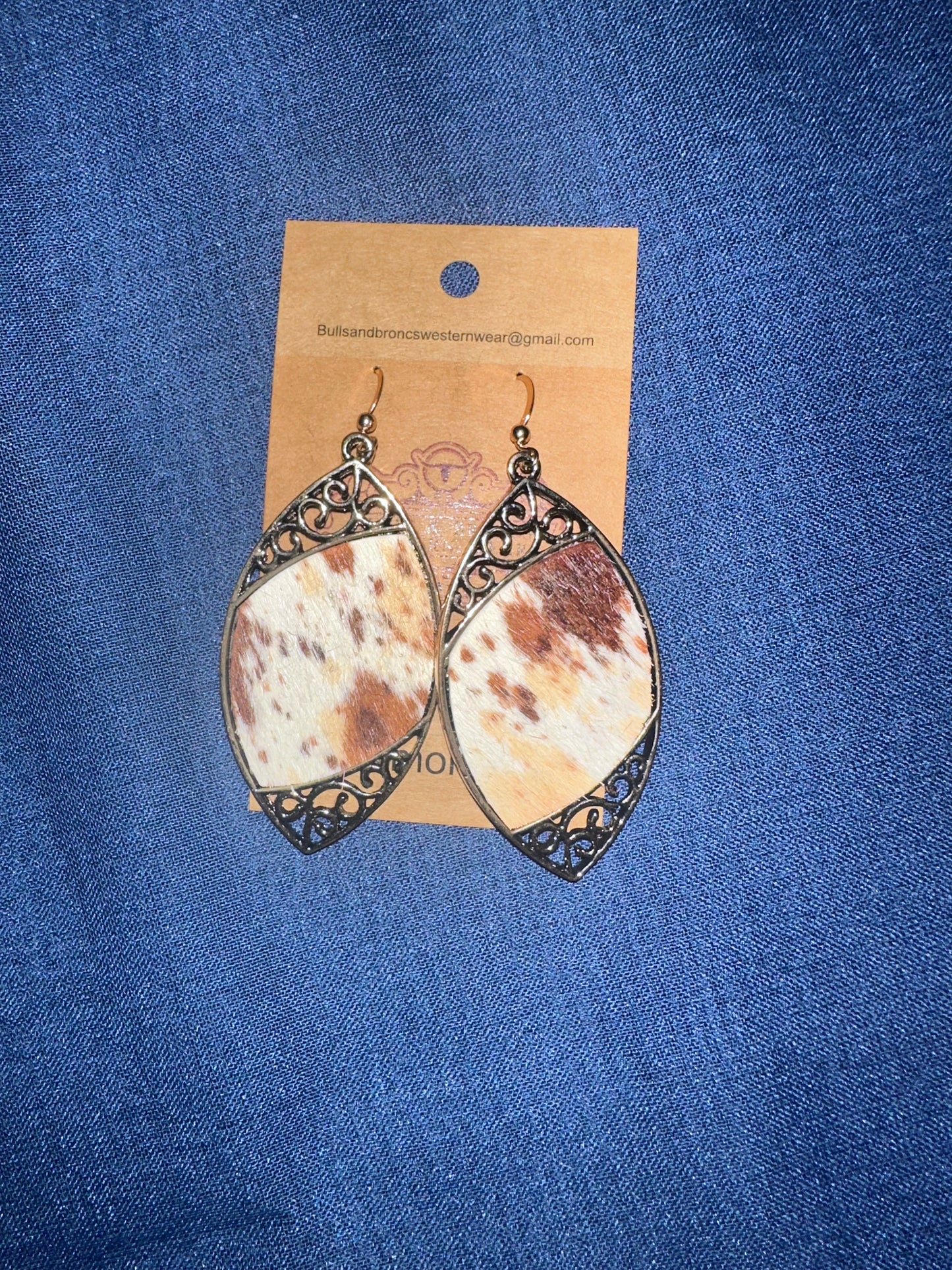 Cowhide teardrop earrings