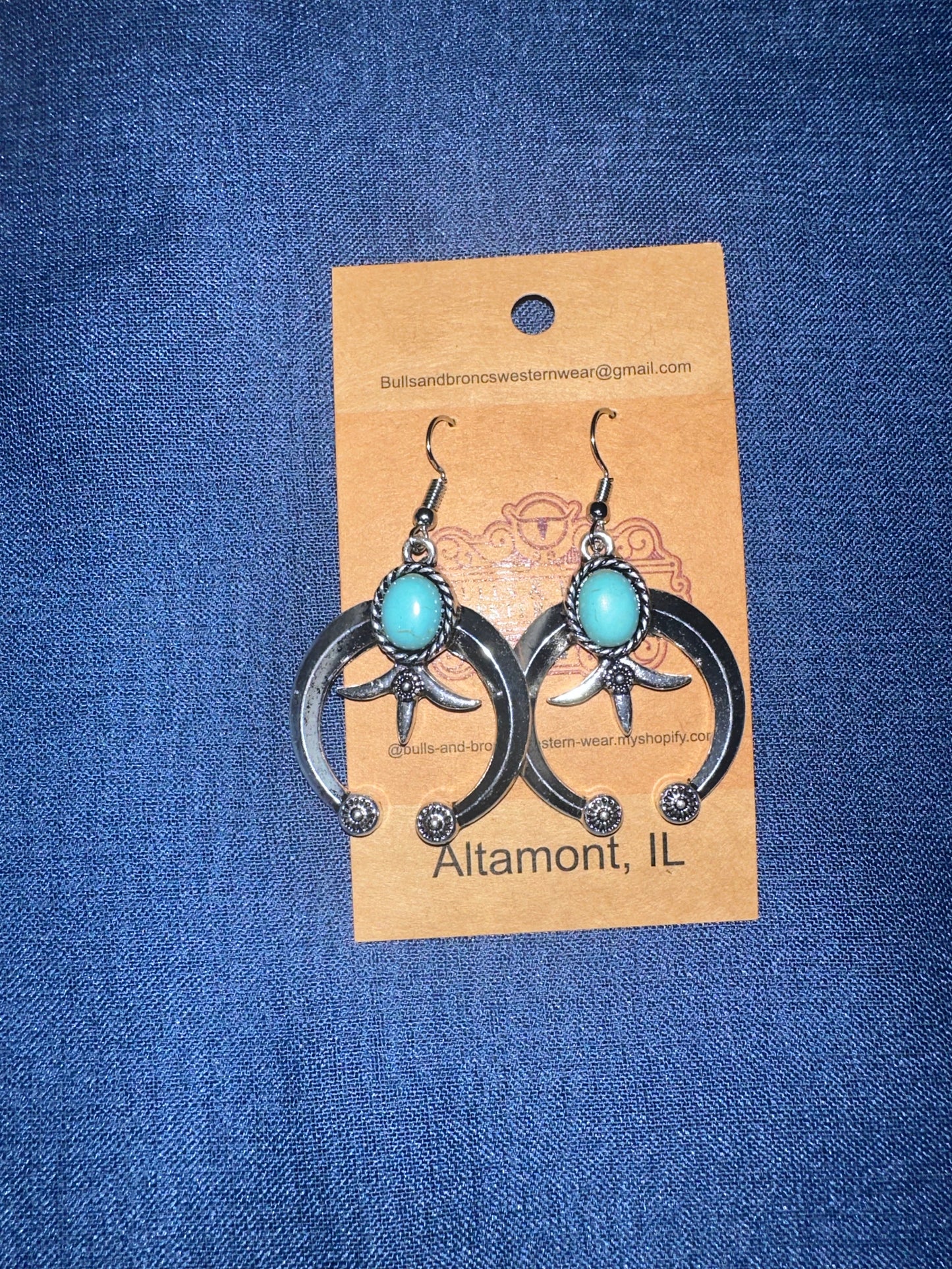 Half moon marble turquoise earrings