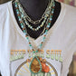 4 layered teal and brown necklace