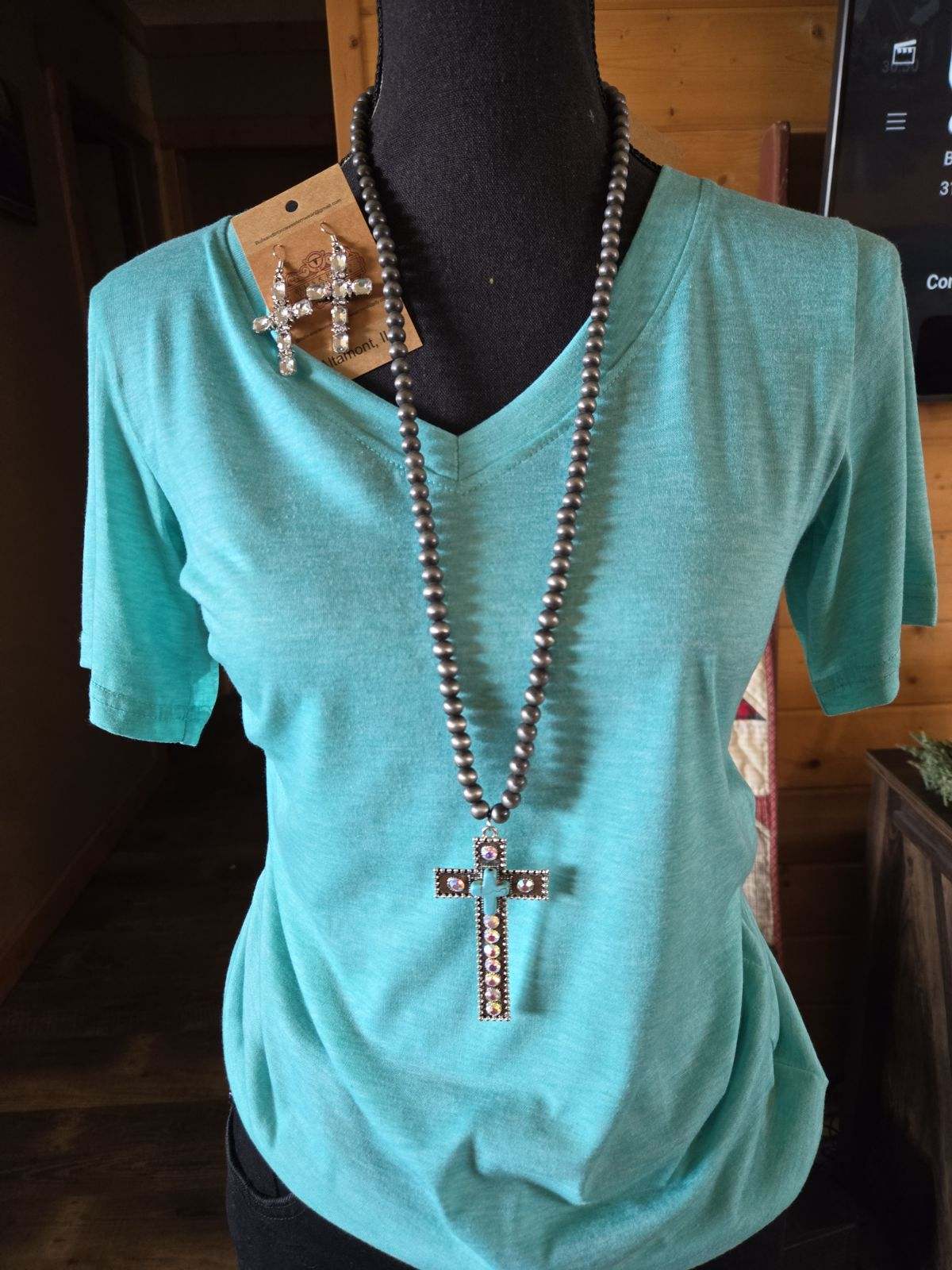 Long cross necklace