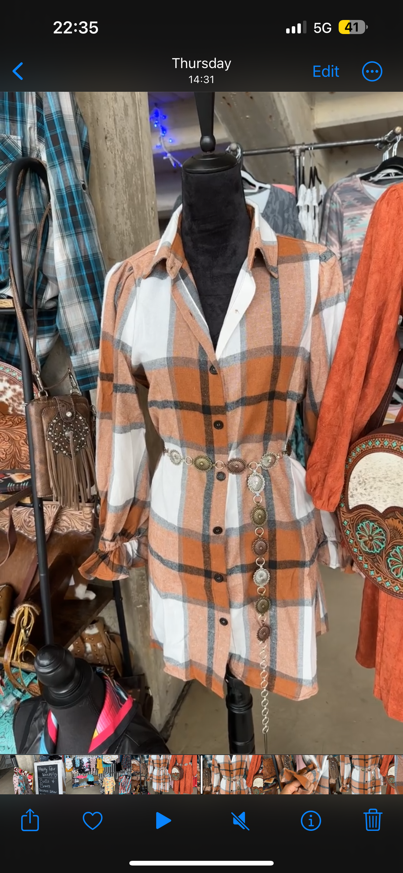 Rust and white Plaid Dress