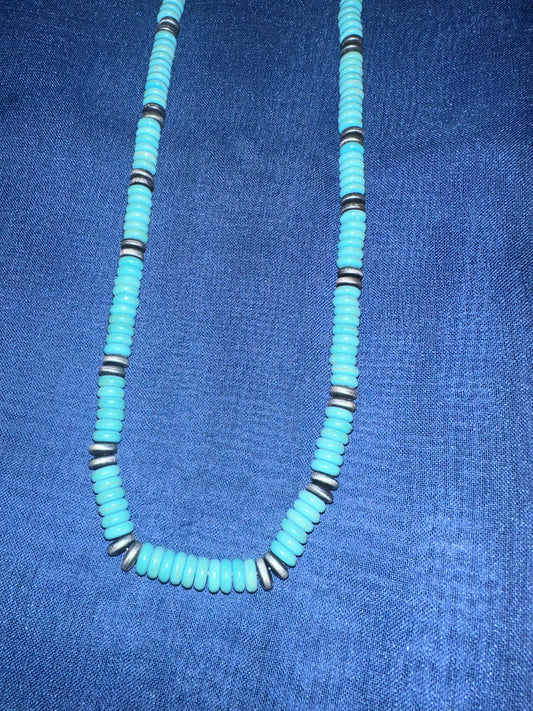 Long turquoise Navajo necklace