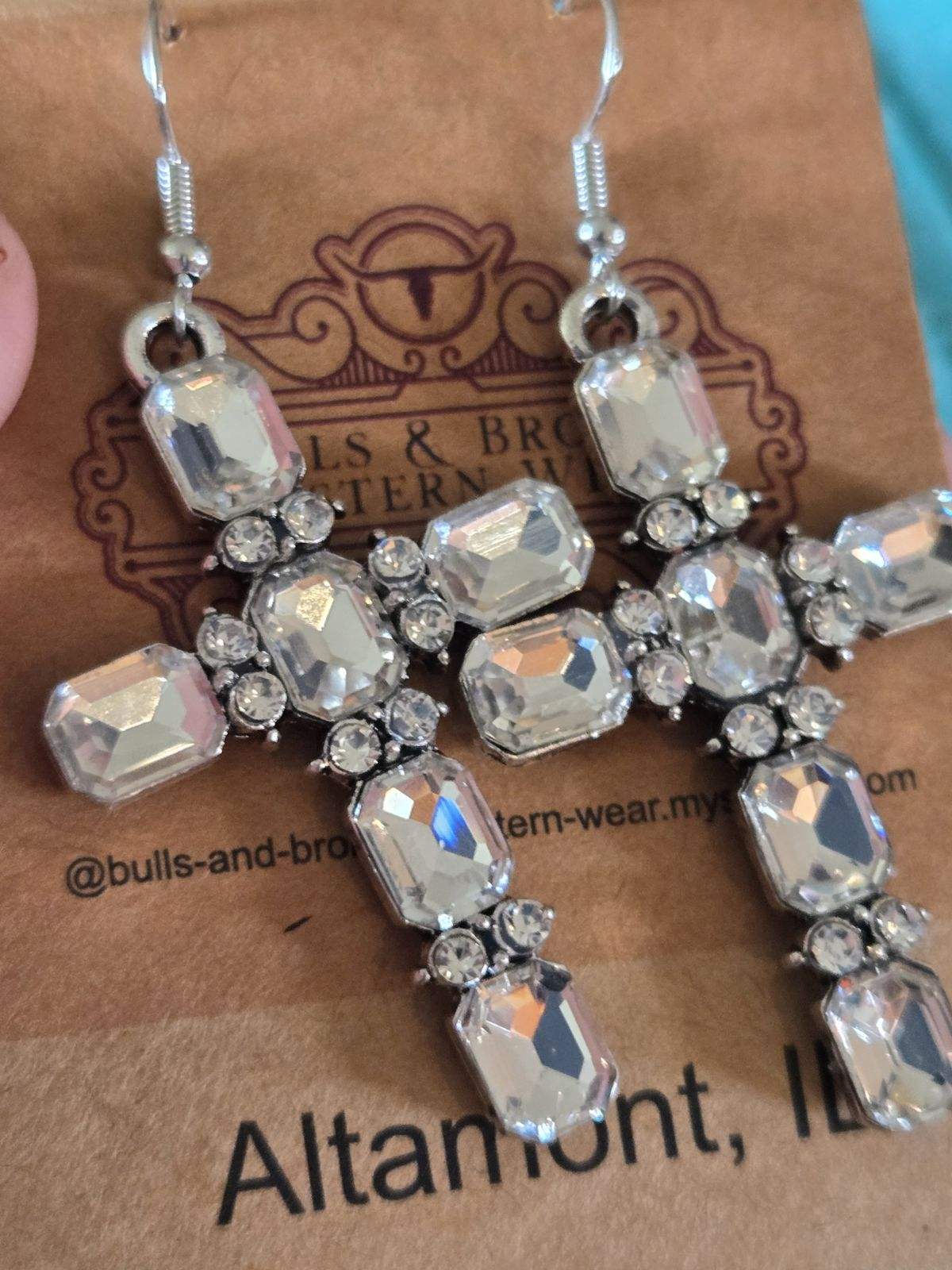 Silver cross earrings