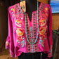 Hot pink bell sleeved floral blouse