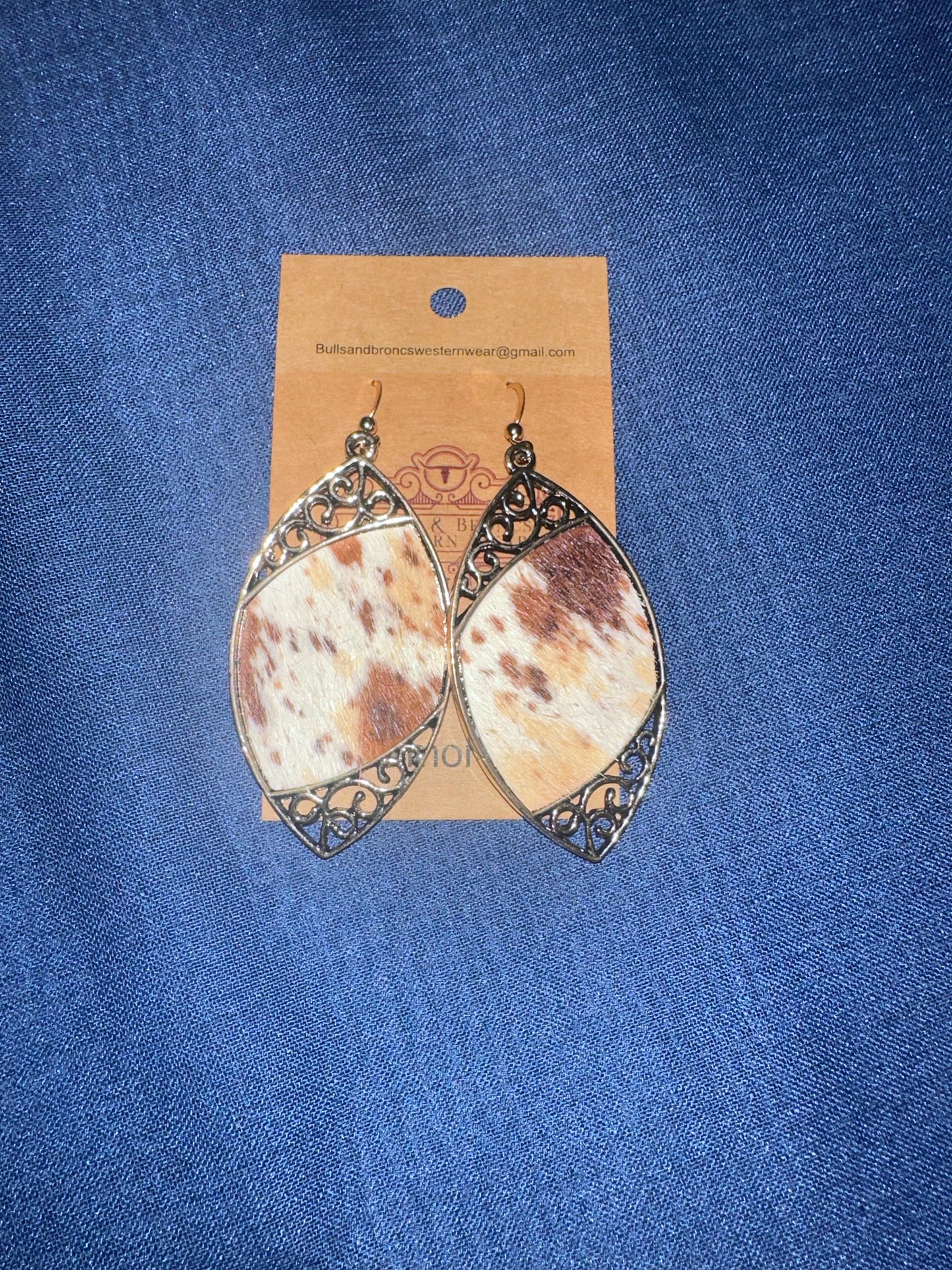 Cowhide teardrop earrings