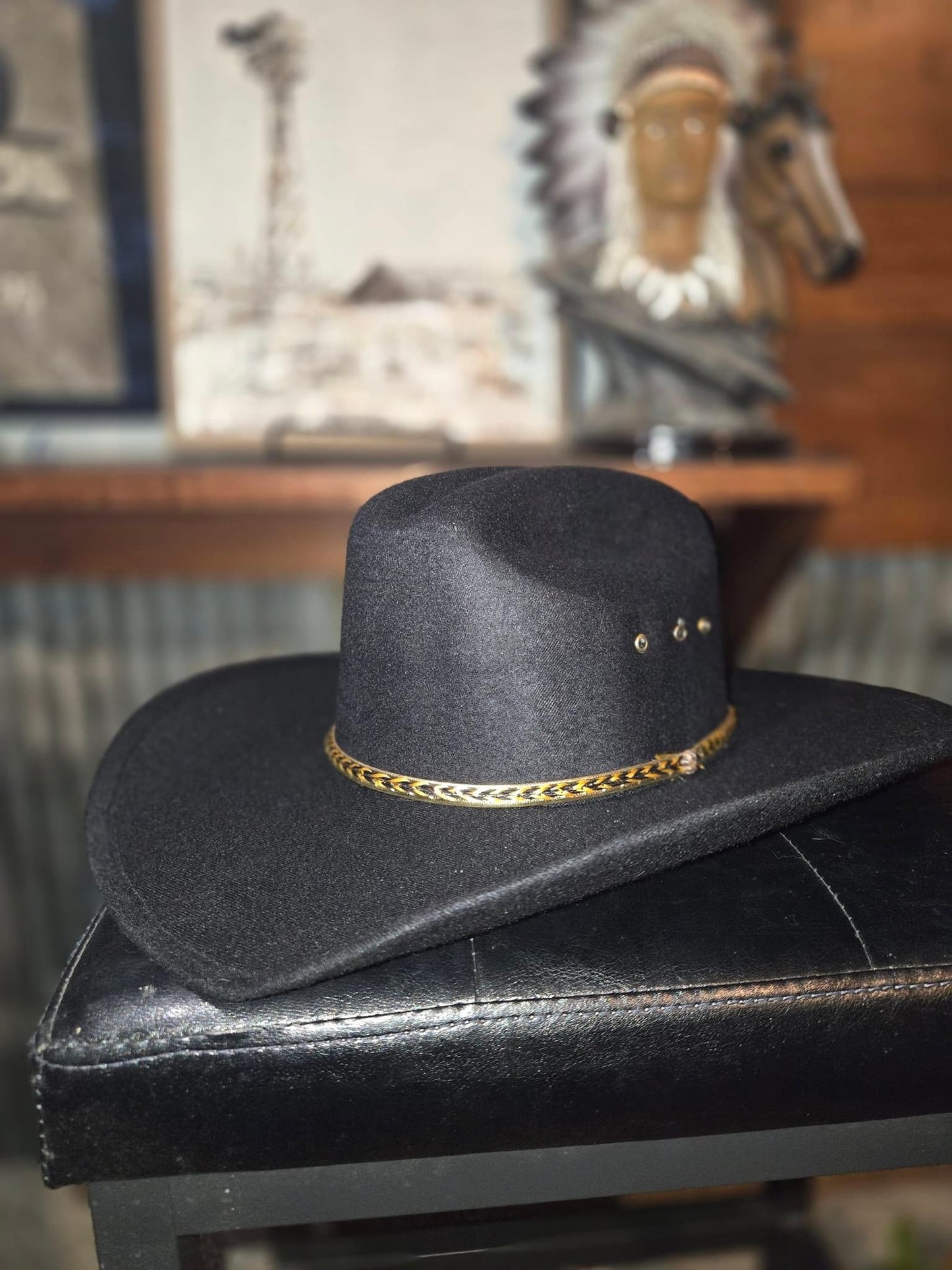 Youth Black Cowboy Hat with Gold Band