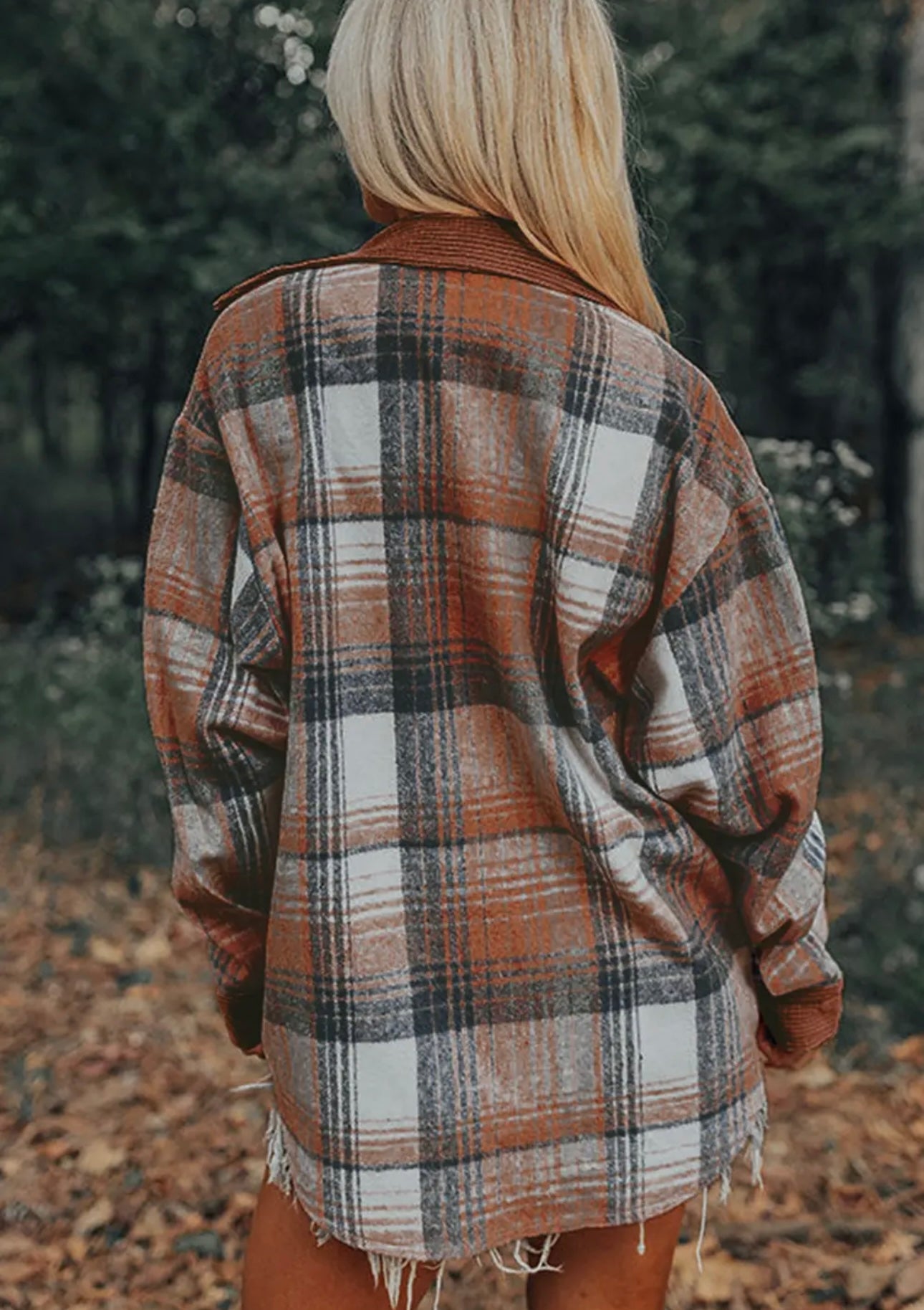 Rust plaid shacket