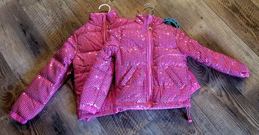 Pink Sequin puffer winter coat