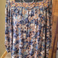 Navy and peach floral blouse plus size