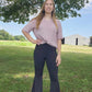 Blush pink ribbed blouse